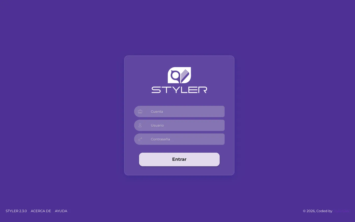 Formulario de login de Styler