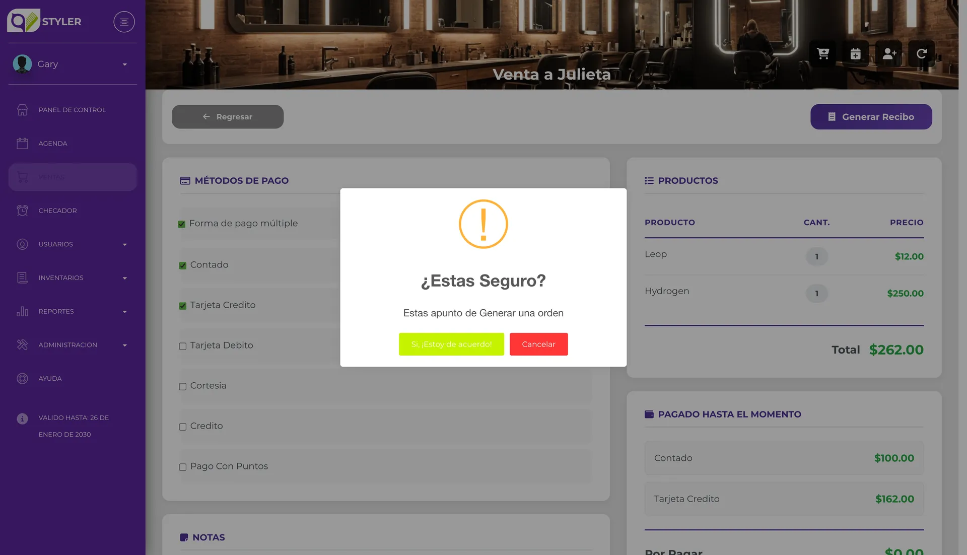 Confirmar generación de ticket
