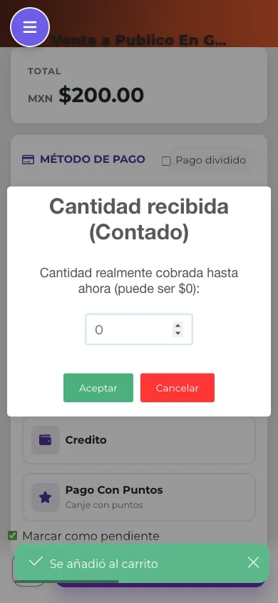 Marcar como pendiente en vista móvil