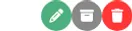 Los tres botones de acción de un producto: editar en verde, archivar inventario en gris y desactivar en rojo