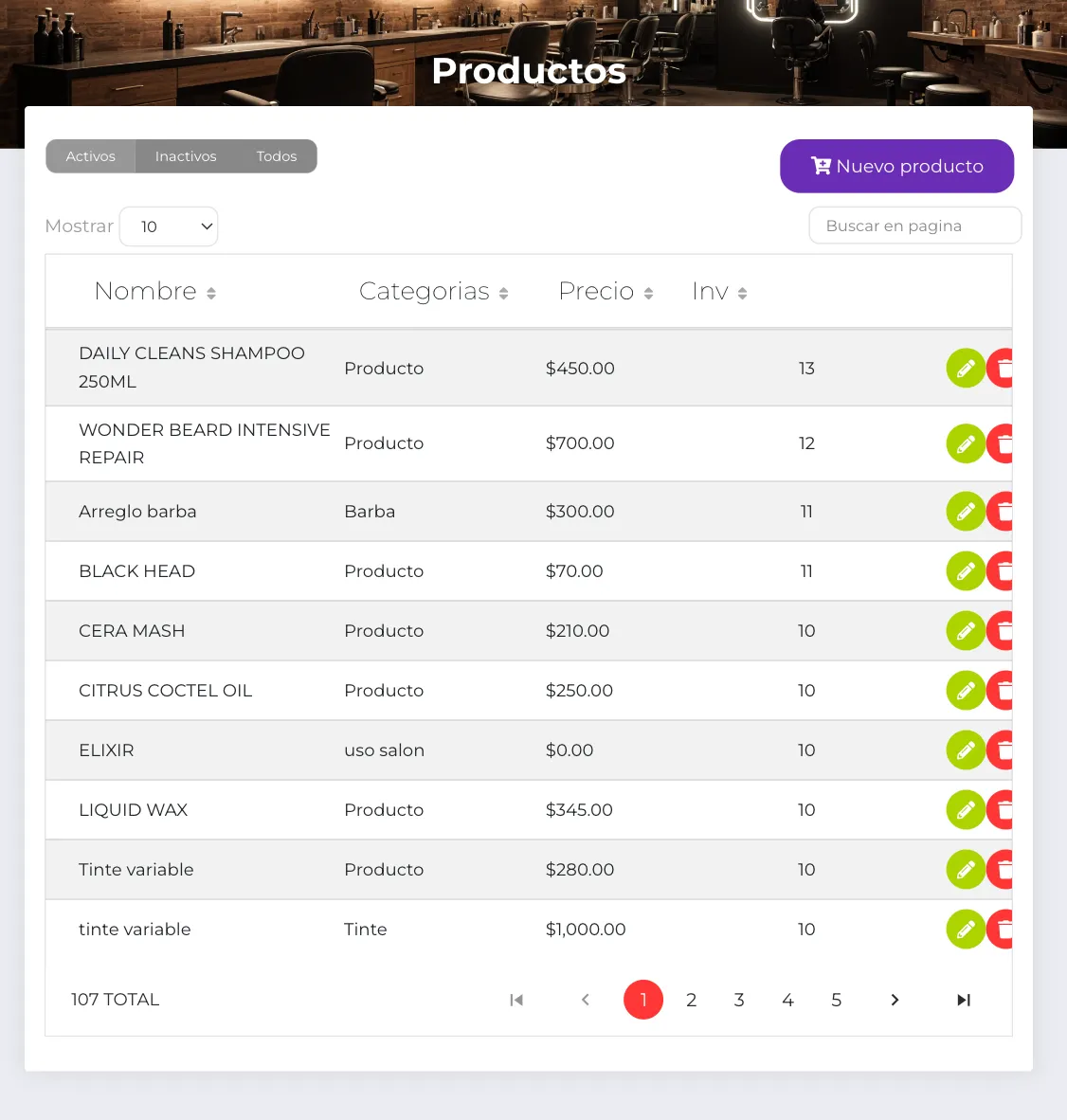 Listado de Productos