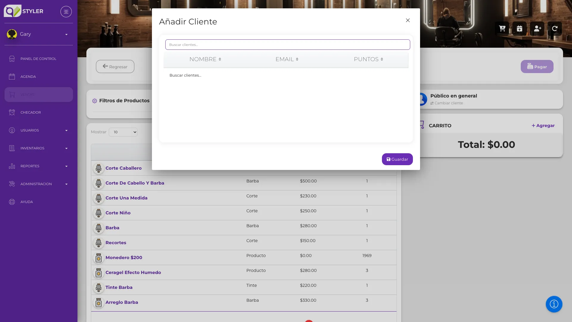 Selector de Cliente