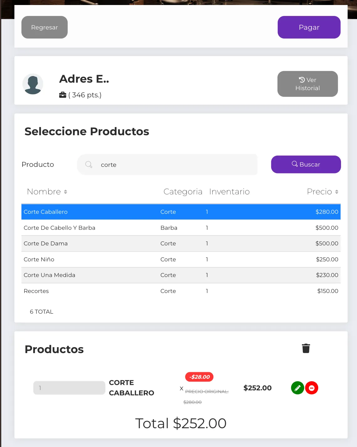 Vista del Carrito con Producto