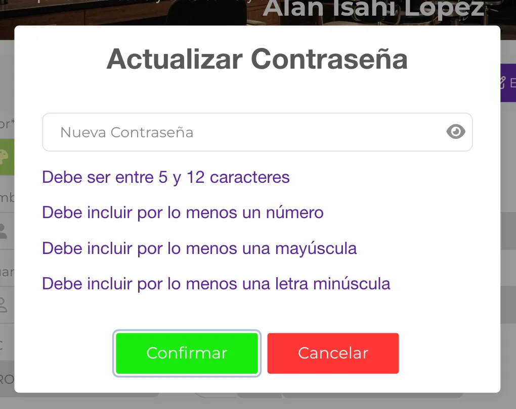 Actualizar contraseña