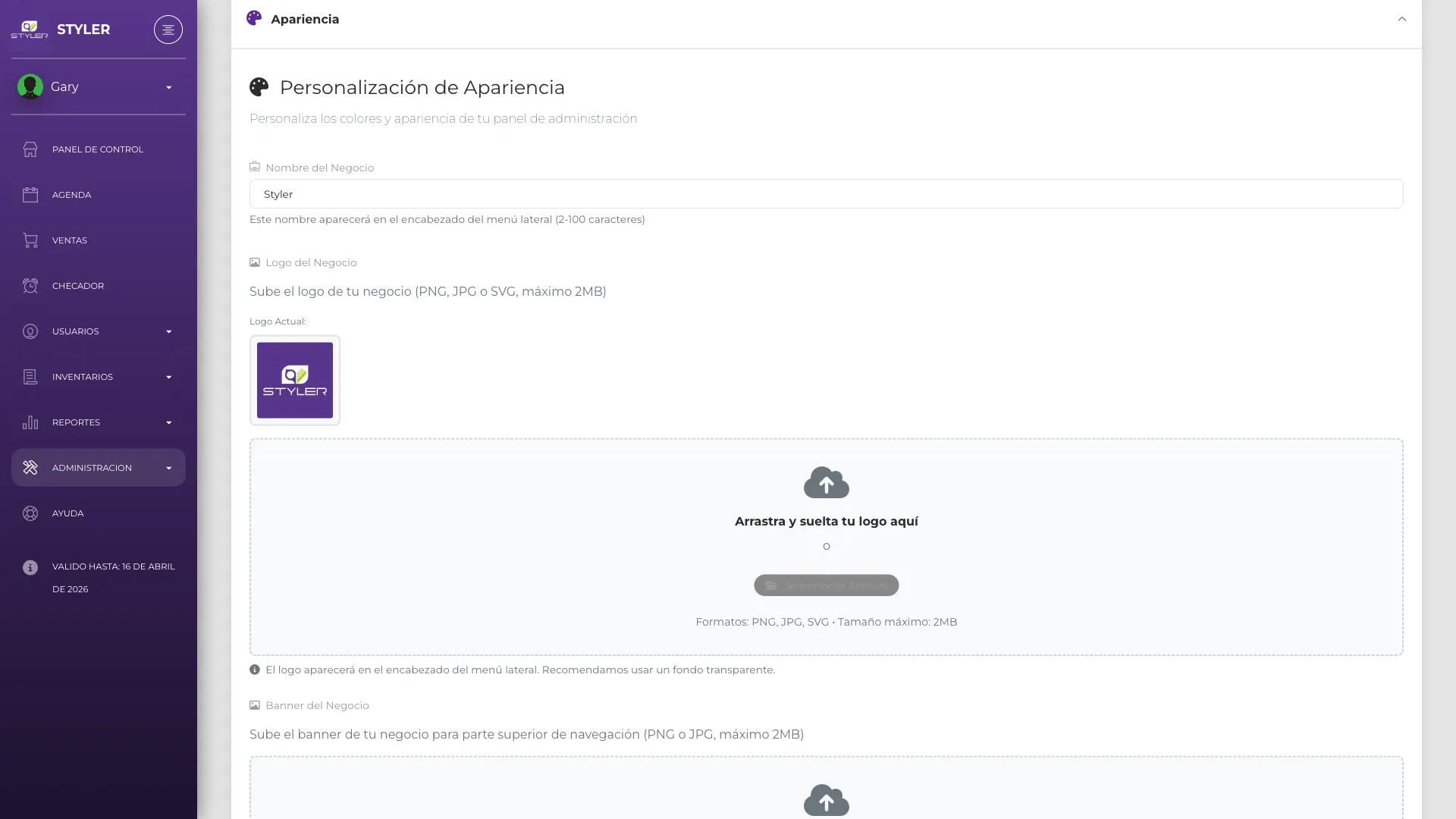 Configuración de apariencia