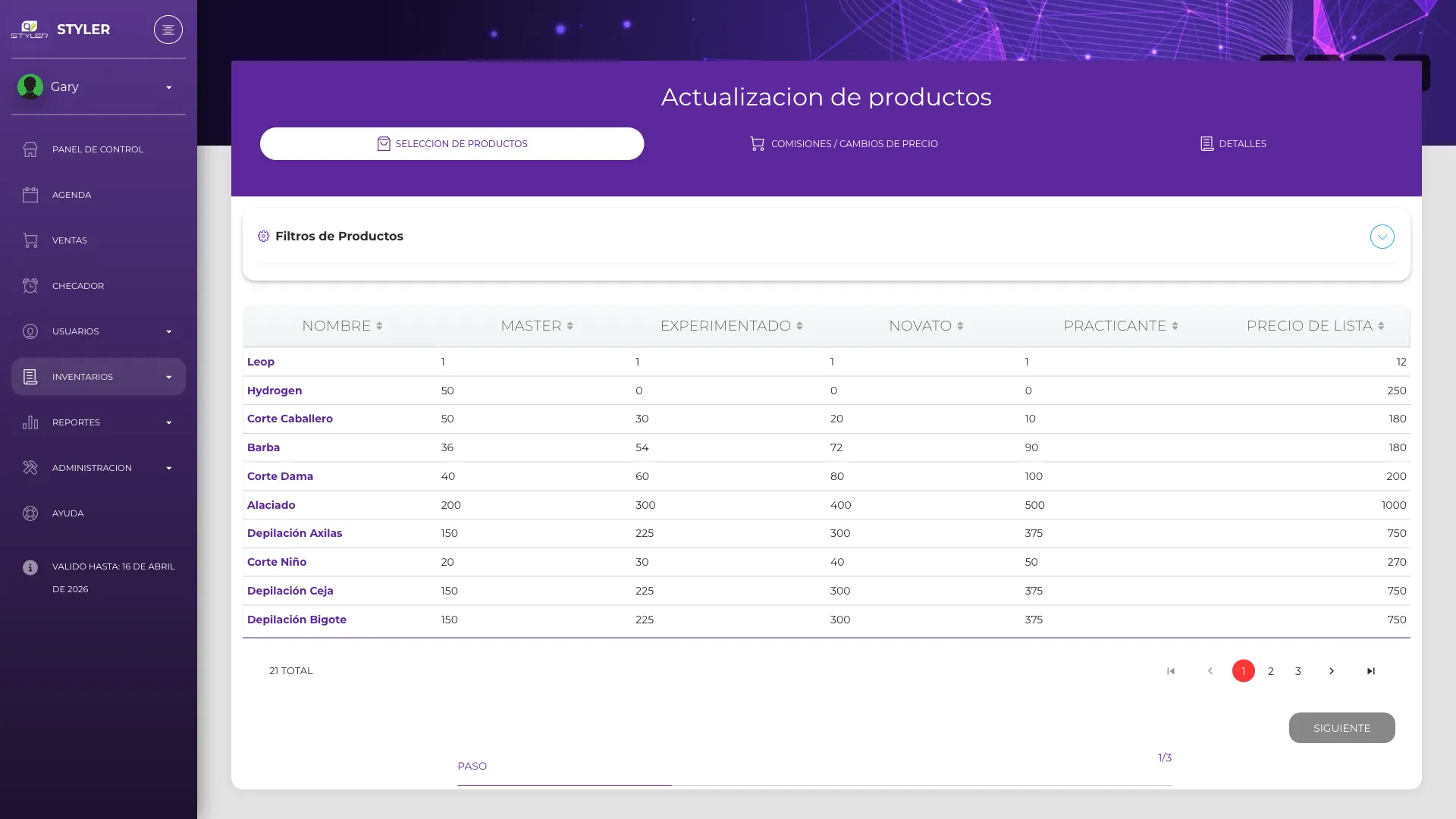 Actualización masiva de productos