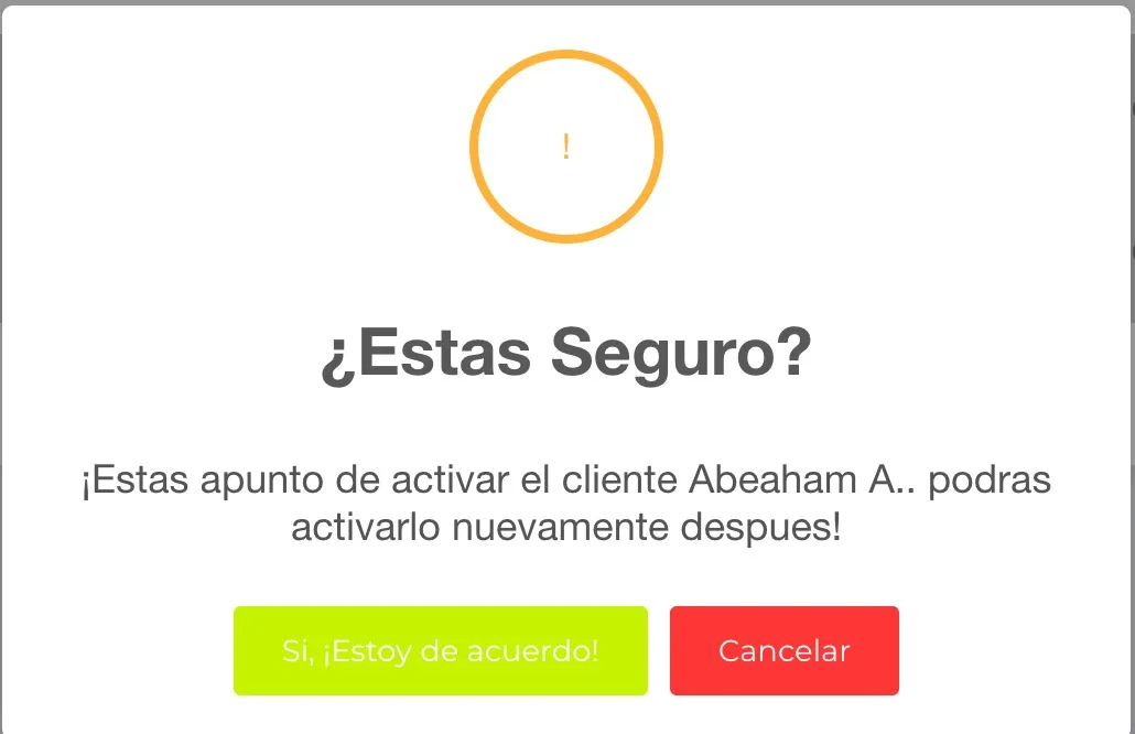 Confirmar activación del cliente