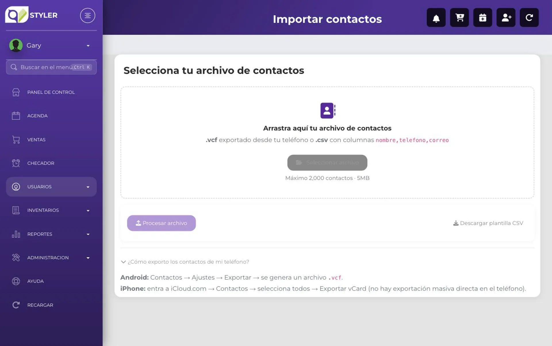 Instrucciones para exportar contactos desde Android o iPhone