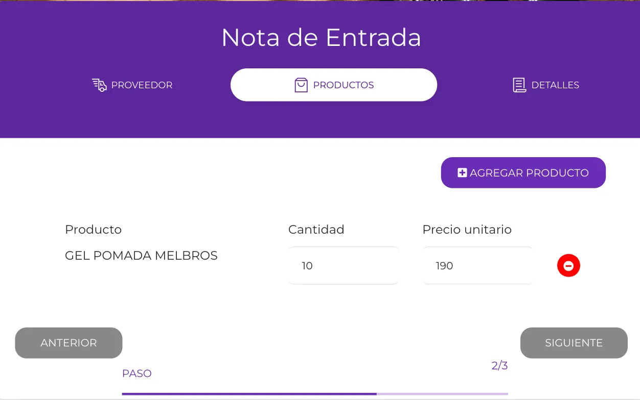 Detalles de producto a agregar