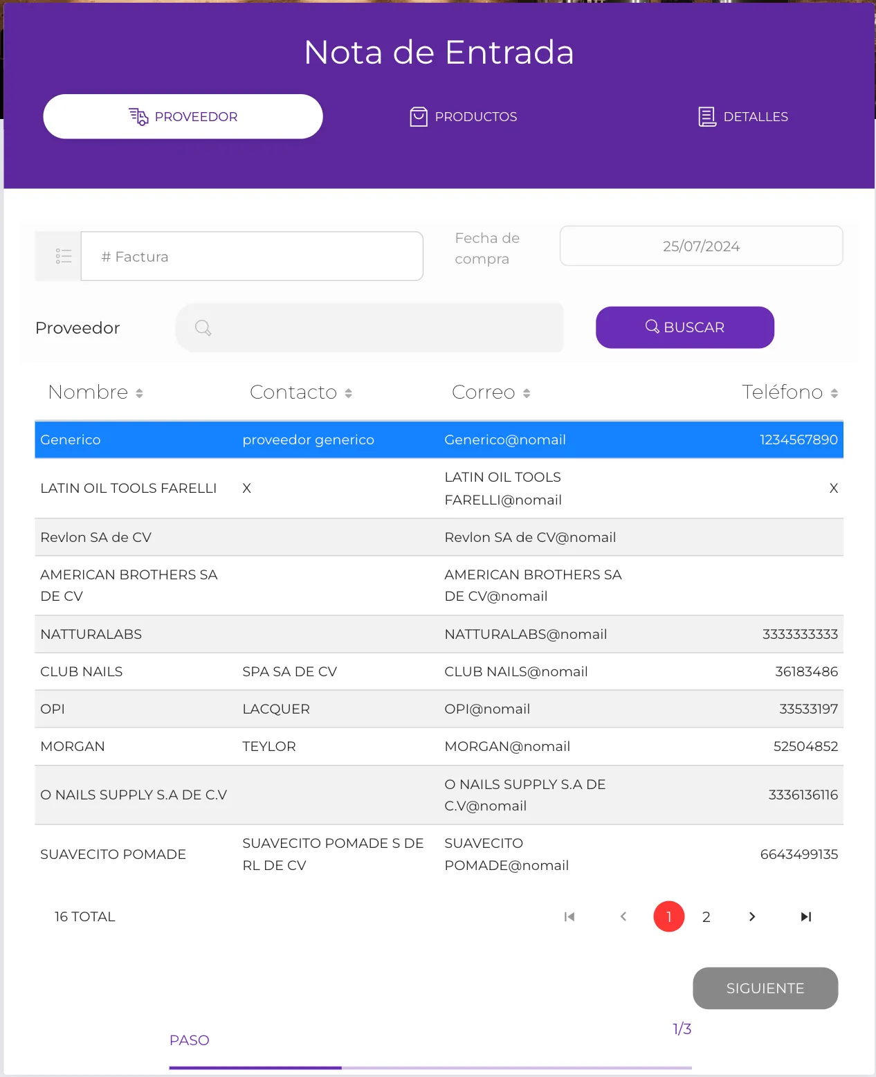 Seleccionar Proveedor