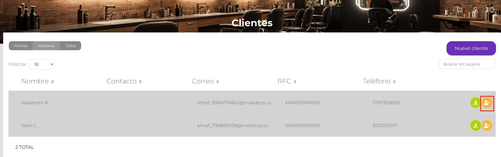 Seleccionar cliente a habilitar